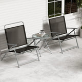 NNECW 3PCS Patio Bistro Set with 2 Foldable Chairs for Yard/ Porch
