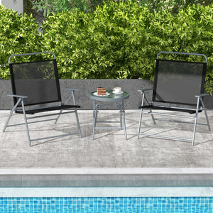 NNECW 3PCS Patio Bistro Set with 2 Foldable Chairs for Yard/ Porch