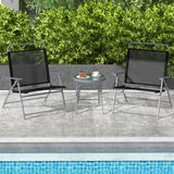 NNECW 3PCS Patio Bistro Set with 2 Foldable Chairs for Yard/ Porch
