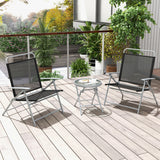 NNECW 3PCS Patio Bistro Set with 2 Foldable Chairs for Yard/ Porch