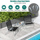 NNECW 3PCS Patio Bistro Set with 2 Foldable Chairs for Yard/ Porch