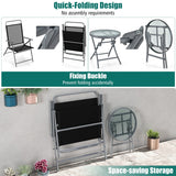 NNECW 3PCS Patio Bistro Set with 2 Foldable Chairs for Yard/ Porch