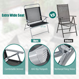 NNECW 3PCS Patio Bistro Set with 2 Foldable Chairs for Yard/ Porch