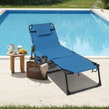 NNECW Foldable Beach Lounge Chair with 5-Position Adjustable Backrest-Blue