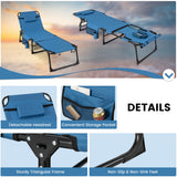 NNECW Foldable Beach Lounge Chair with 5-Position Adjustable Backrest-Blue