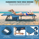 NNECW Foldable Beach Lounge Chair with 5-Position Adjustable Backrest-Blue