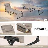 NNECW Foldable Beach Lounge Chair with 5-Position Adjustable Backrest-Beige