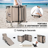 NNECW Foldable Beach Lounge Chair with 5-Position Adjustable Backrest-Beige