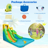 NNECW Inflatable Water Park with Two Slides for Outdoor Play with Blower