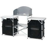 NNECW Outdoor Folding Grill Table with 2 Zippered Storage Organizers for BBQ