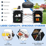 NNECW Outdoor Folding Grill Table with 2 Zippered Storage Organizers for BBQ