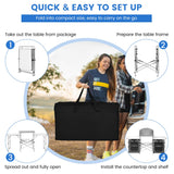 NNECW Outdoor Folding Grill Table with 2 Zippered Storage Organizers for BBQ