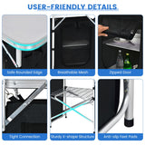 NNECW Outdoor Folding Grill Table with 2 Zippered Storage Organizers for BBQ