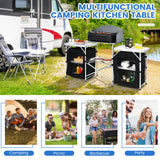 NNECW Outdoor Folding Grill Table with 2 Zippered Storage Organizers for BBQ