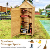 NNECW Lockable Fir Wood Garden Tool Storage Cabinet with shelves for Garden
