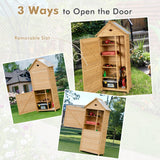 NNECW Lockable Fir Wood Garden Tool Storage Cabinet with shelves for Garden