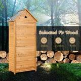 NNECW Lockable Fir Wood Garden Tool Storage Cabinet with shelves for Garden