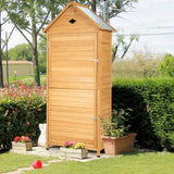 NNECW Lockable Fir Wood Garden Tool Storage Cabinet with shelves for Garden