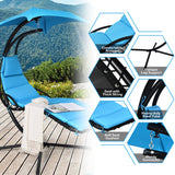 NNECW Hanging Lounger Chair with Canopy &amp; Cushion Built-in Pillow-Blue