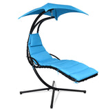 NNECW Hanging Lounger Chair with Canopy &amp; Cushion Built-in Pillow-Blue