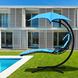 NNECW Hanging Lounger Chair with Canopy &amp; Cushion Built-in Pillow-Blue