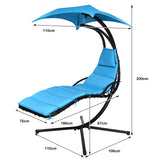 NNECW Hanging Lounger Chair with Canopy &amp; Cushion Built-in Pillow-Blue