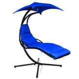 NNECW Hanging Lounger Chair with Canopy &amp; Cushion Built-in Pillow-Navy