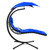 NNECW Hanging Lounger Chair with Canopy &amp; Cushion Built-in Pillow-Navy
