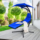 NNECW Hanging Lounger Chair with Canopy &amp; Cushion Built-in Pillow-Navy