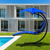 NNECW Hanging Lounger Chair with Canopy &amp; Cushion Built-in Pillow-Navy