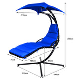 NNECW Hanging Lounger Chair with Canopy &amp; Cushion Built-in Pillow-Navy