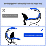 NNECW Hanging Lounger Chair with Canopy &amp; Cushion Built-in Pillow-Navy