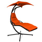 NNECW Hanging Lounger Chair with Canopy &amp; Cushion Built-in Pillow-Orange