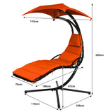 NNECW Hanging Lounger Chair with Canopy &amp; Cushion Built-in Pillow-Orange