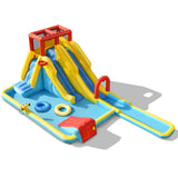 NNECW 7 in 1 Inflatable Water Park Dual Long Slide Jumping Bounce House without Blower