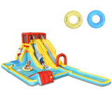 NNECW 7 in 1 Inflatable Water Park Dual Long Slide Jumping Bounce House without Blower