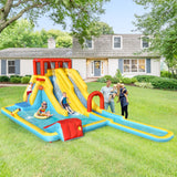NNECW 7 in 1 Inflatable Water Park Dual Long Slide Jumping Bounce House without Blower