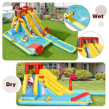 NNECW 7 in 1 Inflatable Water Park Dual Long Slide Jumping Bounce House without Blower