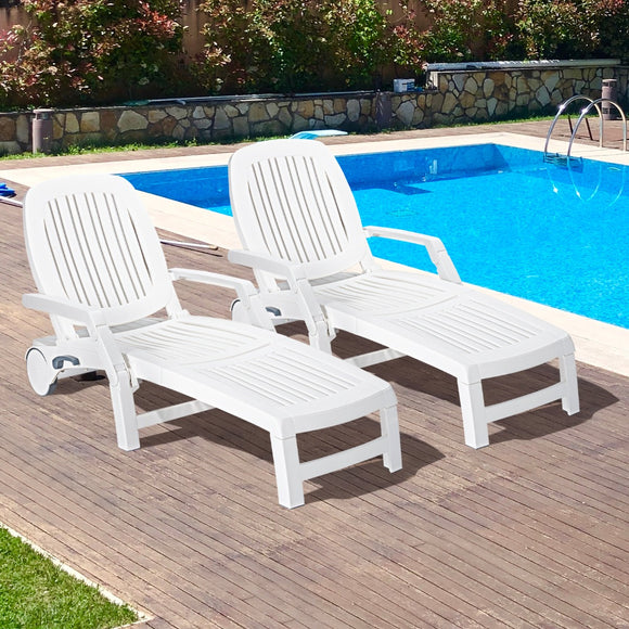 NNECW Outdoor Chaise Lounge Chair with Storage Box-2 pieces