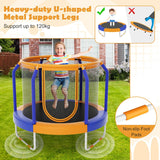 NNECW Recreational Trampoline with Heavy-duty Metal Frame for Kids-Orange