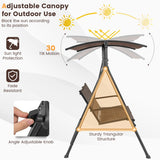 NNECW 2 Seat Outdoor Porch Swing with Spring Hook and Soft Cushions