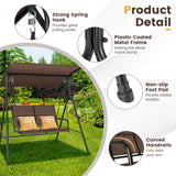 NNECW 2 Seat Outdoor Porch Swing with Spring Hook and Soft Cushions