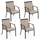 NNECW 4 Piece Patio Dining Chairs with Breathable Seat for Porch-Coffee