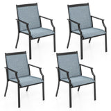 NNECW 4 Piece Patio Dining Chairs with Breathable Seat for Porch-Blue