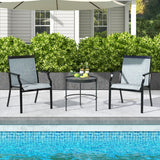 NNECW 4 Piece Patio Dining Chairs with Breathable Seat for Porch-Blue