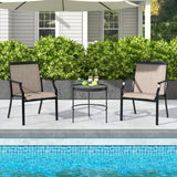 NNECW 4 Piece Patio Dining Chairs with Breathable Seat for Porch-Coffee