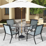 NNECW 4 Piece Patio Dining Chairs with Breathable Seat for Porch-Blue