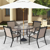 NNECW 4 Piece Patio Dining Chairs with Breathable Seat for Porch-Coffee