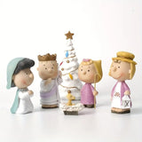 NNEOBA Christmas Nativity Set: Resin Craft Peanuts Characters for Holiday Decoration