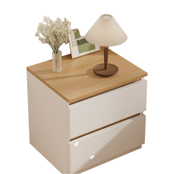 NNETM Double Layer Drawer Bedside Cabinet - Yellow and White